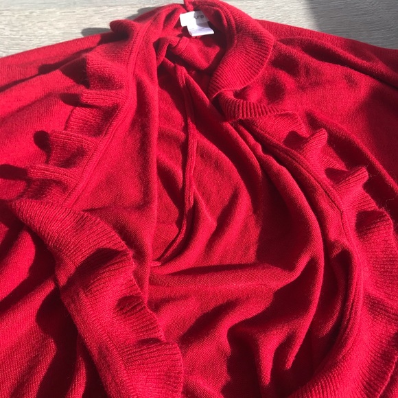 💚4 for $30💚 NWOT Laura Red Knitted Poncho / Cape - Picture 4 of 7
